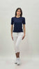 Pantalone modello chinos in cotone elasticizzato colore bianco con bottoni gioiello a cuore