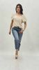 Blusa effetto raso cangiante con scollo V e manica con cucitura interna
