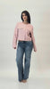 Giacchina corta strutturata effetto tweed rosa con bottoni gioiello