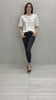 T-shirt Over in Cotone Elasticizzato con Ricamo Nero "Segni Particolari...."
