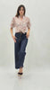 Jeans a palazzo in denim leggero elasticizzato con cuciture frontali