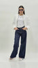 Jeans palazzo in denim leggero elasticizzato a gamba ampia