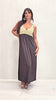 Abito lungo Golden Weave con corpetto in lurex