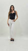 Jeans flare a zampa in cotone bianco elasticizzato vita media