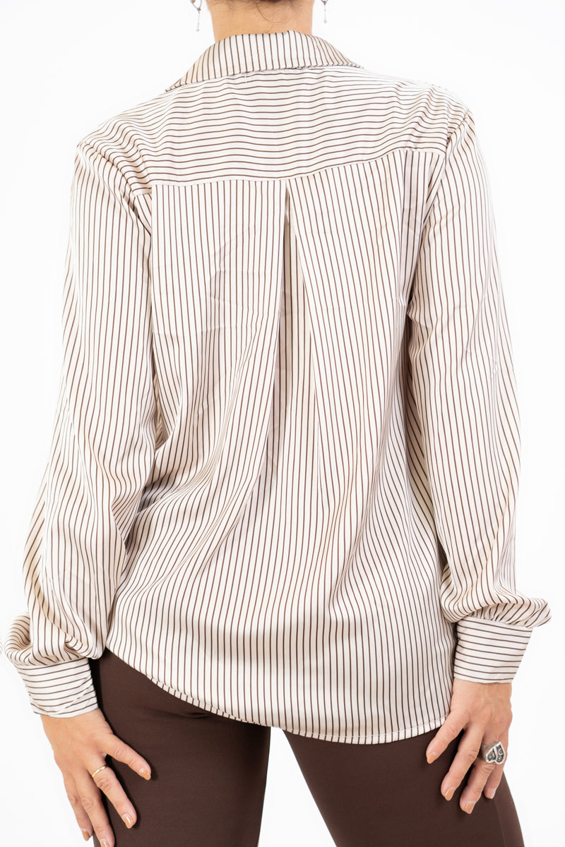 Camicia gessata in raso ShineStripe