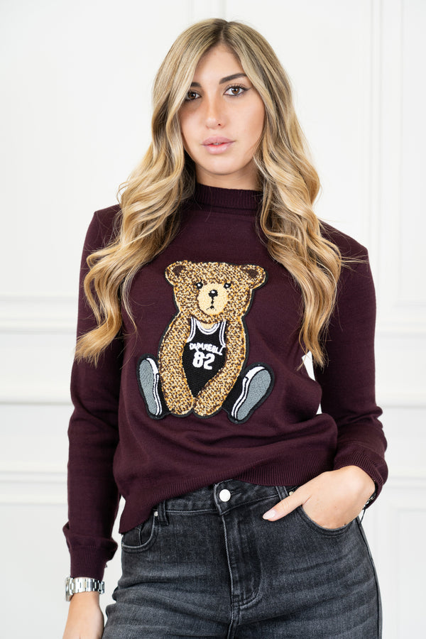 Maglia filo viscosa girocollo teddy