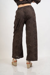 Pantalone traforato Onde Ricamate in cotone.