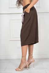 Pantalone Midi in Misto Viscosa con Fusciacca Charm