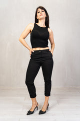 Pantalone slim in cotone elasticizzato Nero