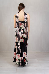 Abito Lungo Floreale in Maglina con Foulard