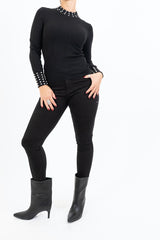 Maglia Shine con strass su collo e polsi