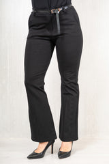 Pantalone punto milano zampa elastico nero