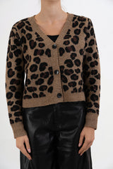 Cardigan WildMood in misto lana leopardato
