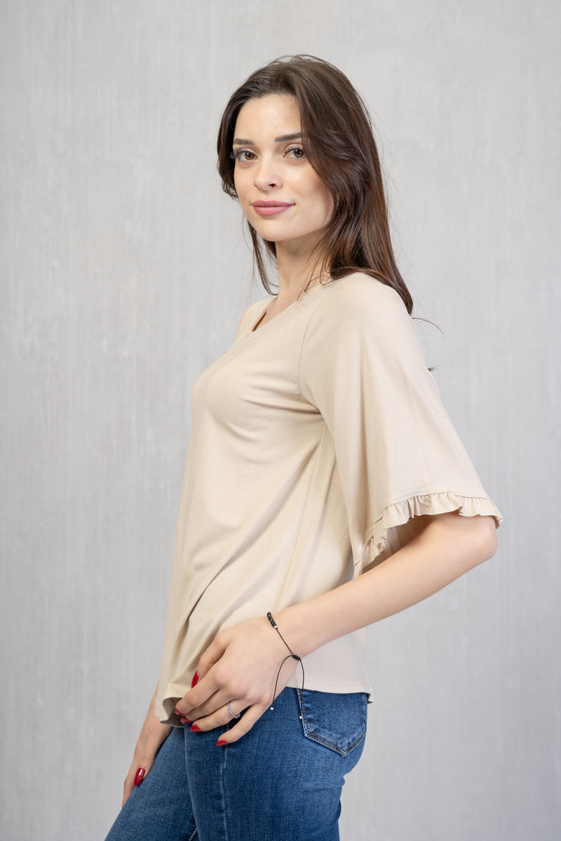Maglia ampia in viscosa con volant