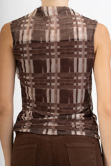 Maglia smanicata drappeggiata fantasia Urban Check