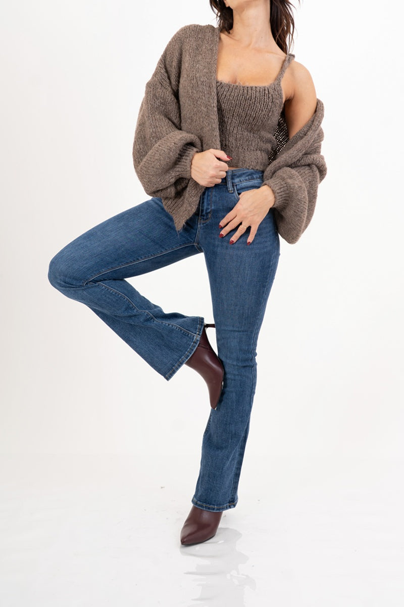 Twin set in maglia spessa con top e cardigan ampio