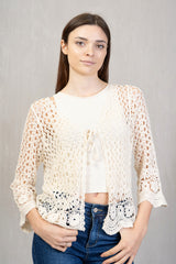 Cardigan crochet cotone