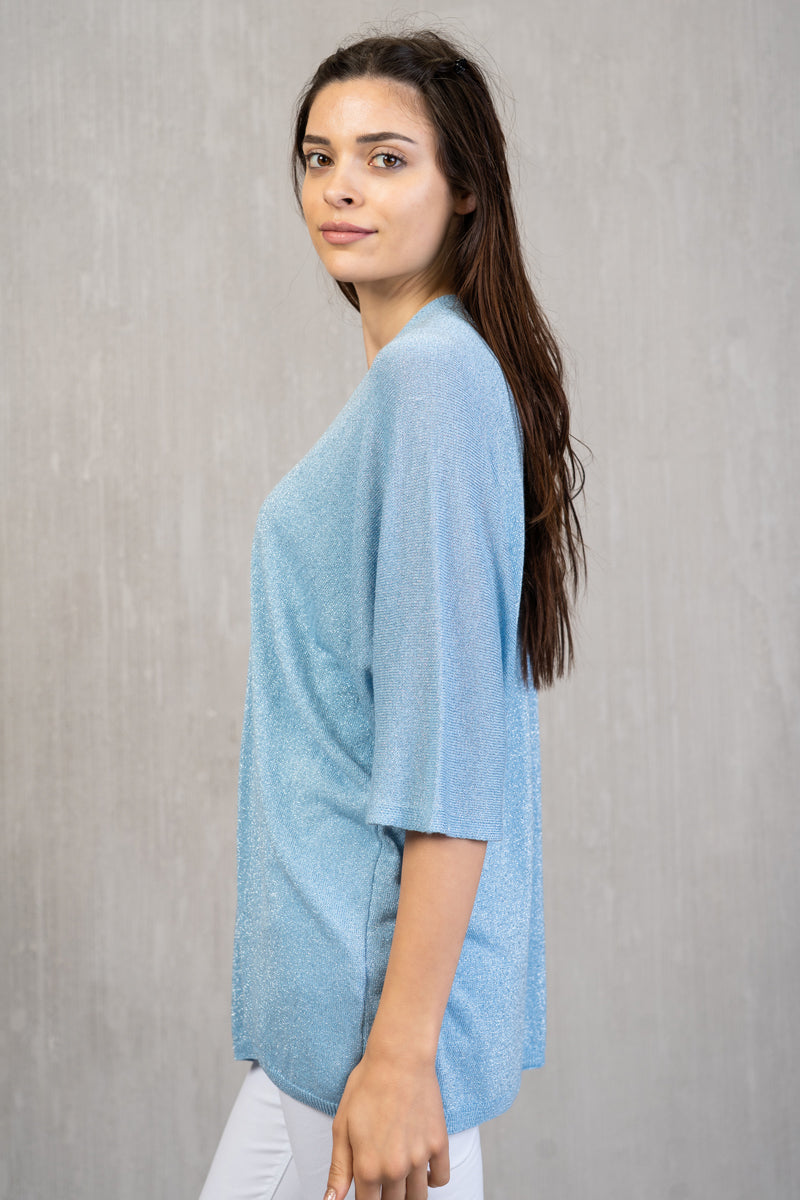 Cardigan lungo in filo lurex