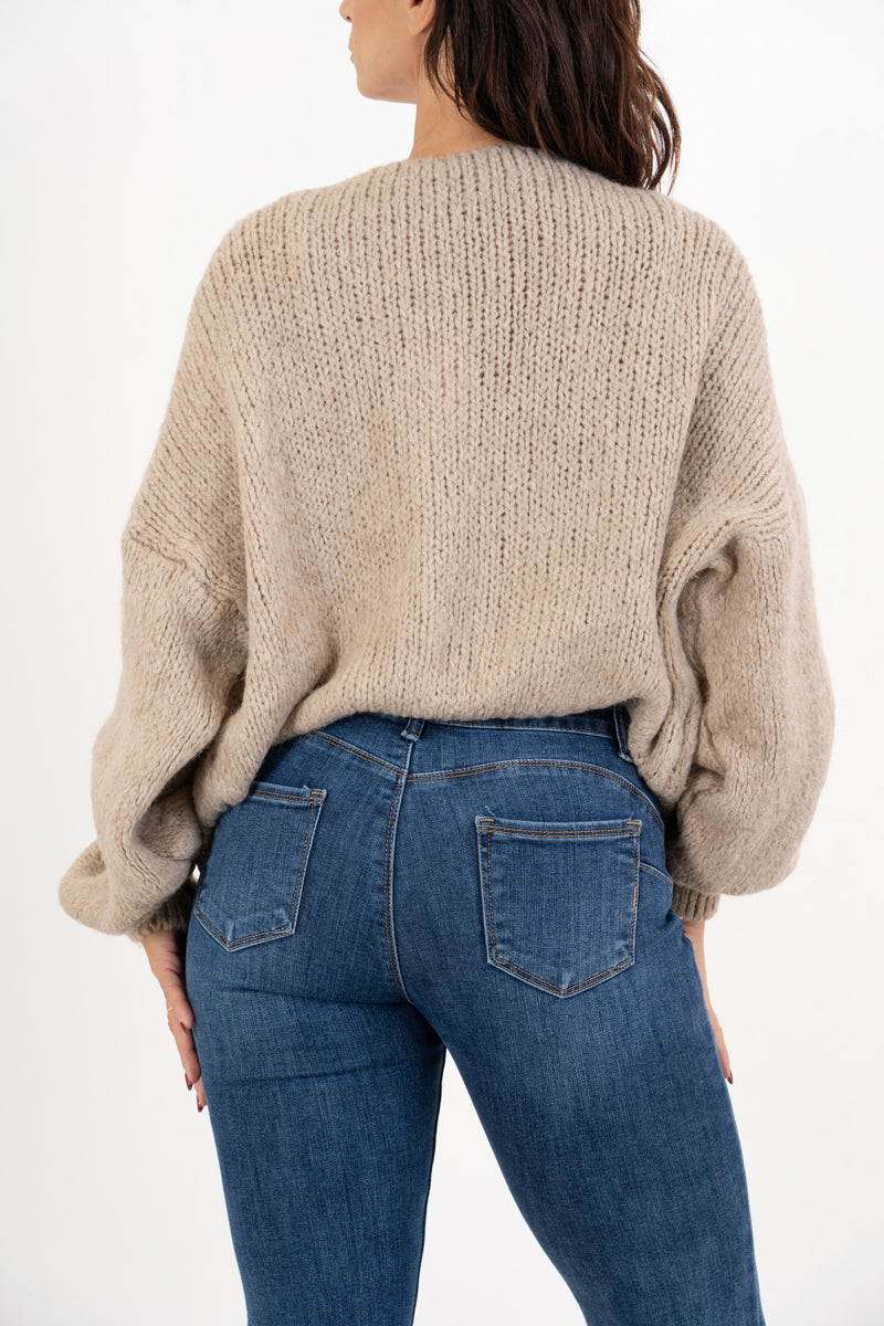 Twin set in maglia spessa con top e cardigan ampio