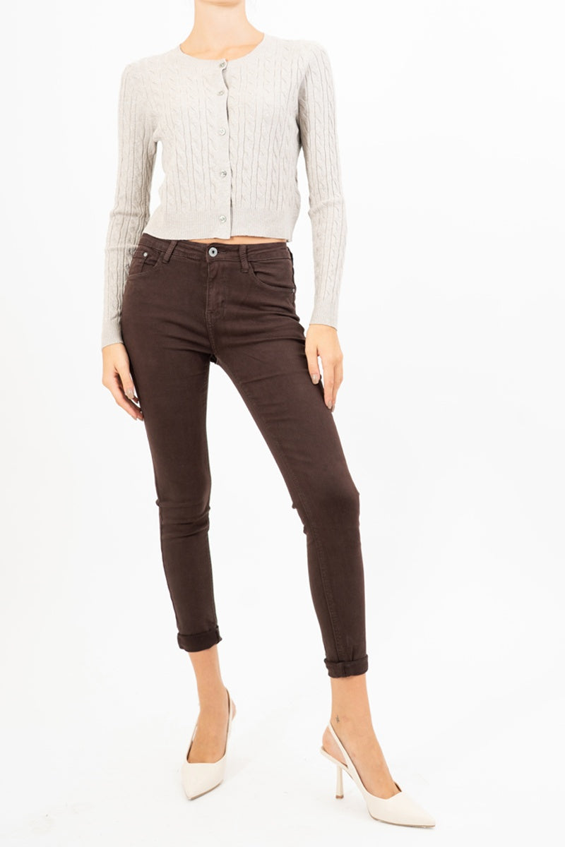 Cardigan corto in lurex con disegno a treccia