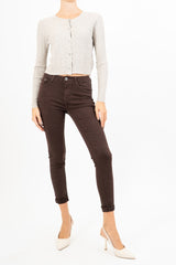 Cardigan corto in lurex con disegno a treccia