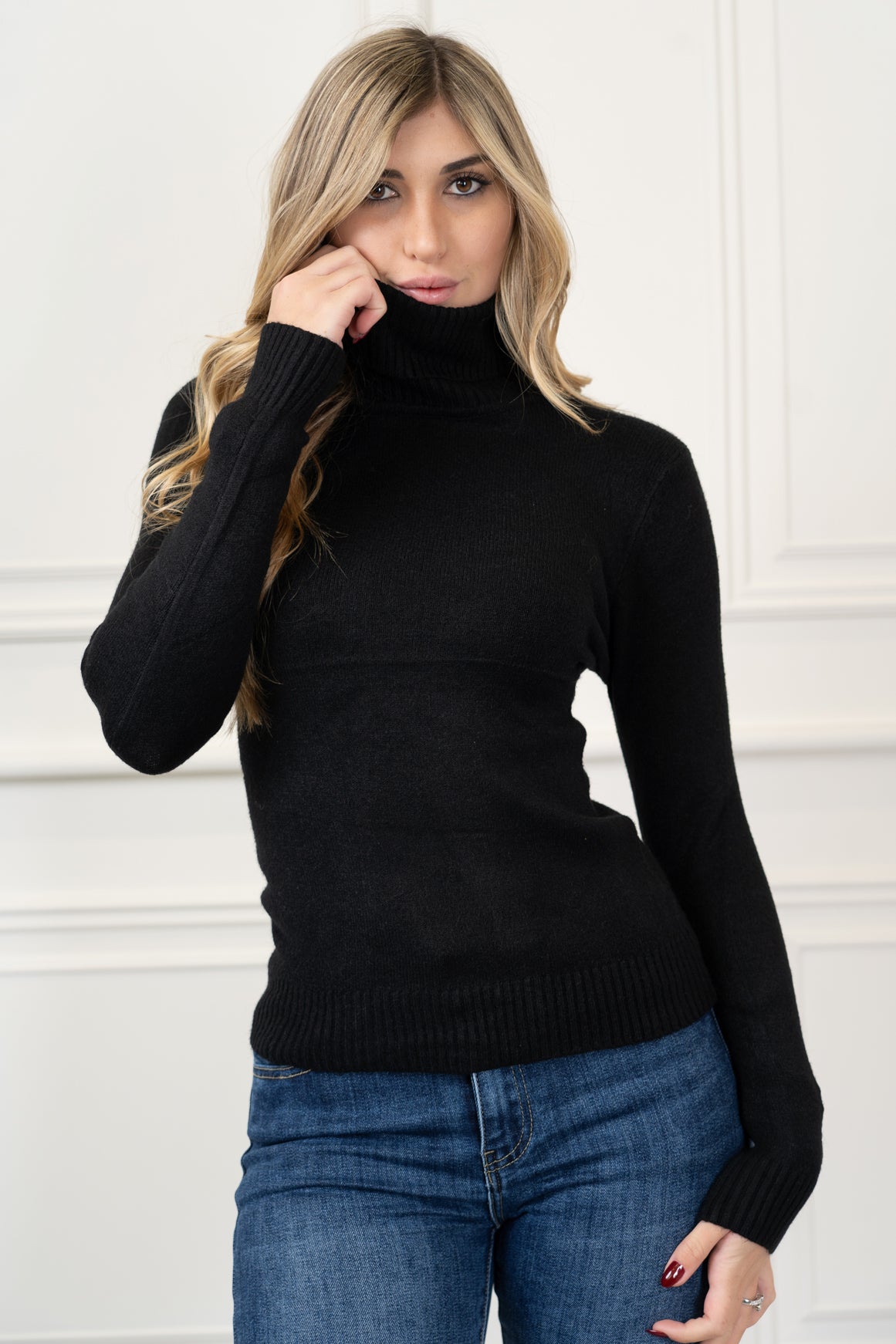 Maglione misto viscosa dolcevita