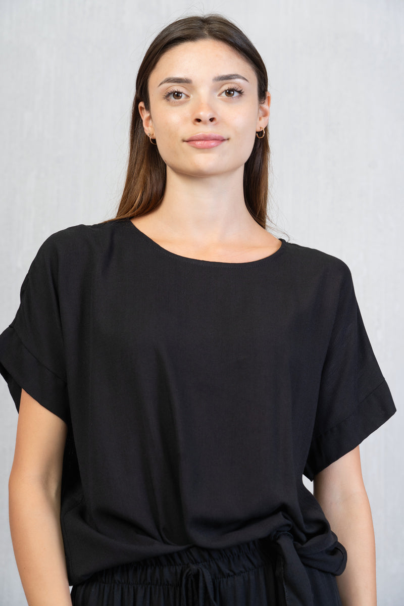 Maglia con nodo in tela di viscosa