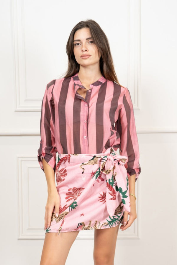 Minigonna Portafoglio Fantasia Jungle Rosa Made in Italy