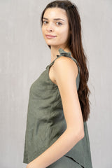 Top in Lino con laccetti regolabili
