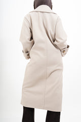 Cappotto lungo in panno doppio petto con martingala ai polsi