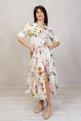 Abito Camicia Floreale in Cotone