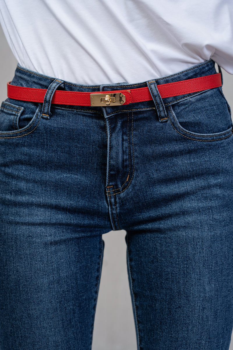 Cinta regolabile ecopelle fina con fibbia stile hermes