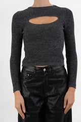 Maglia GlimmerCut con oblò e micro paillettes