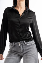 Camicia in raso avvitata nera