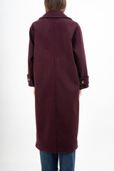 Cappotto lungo in panno doppio petto con martingala ai polsi