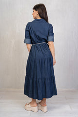 Abito camicia lungo in chambray