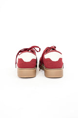 Sneakers in camoscio ed ecopelle bordeaux con suola in gomma