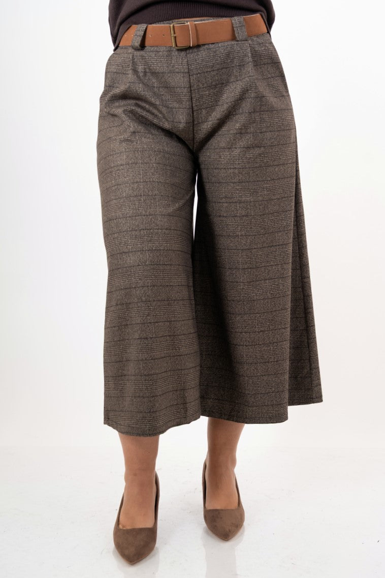 modella indossando Pantagonna palazzo a quadri Principe di Galles in misto viscosa colore