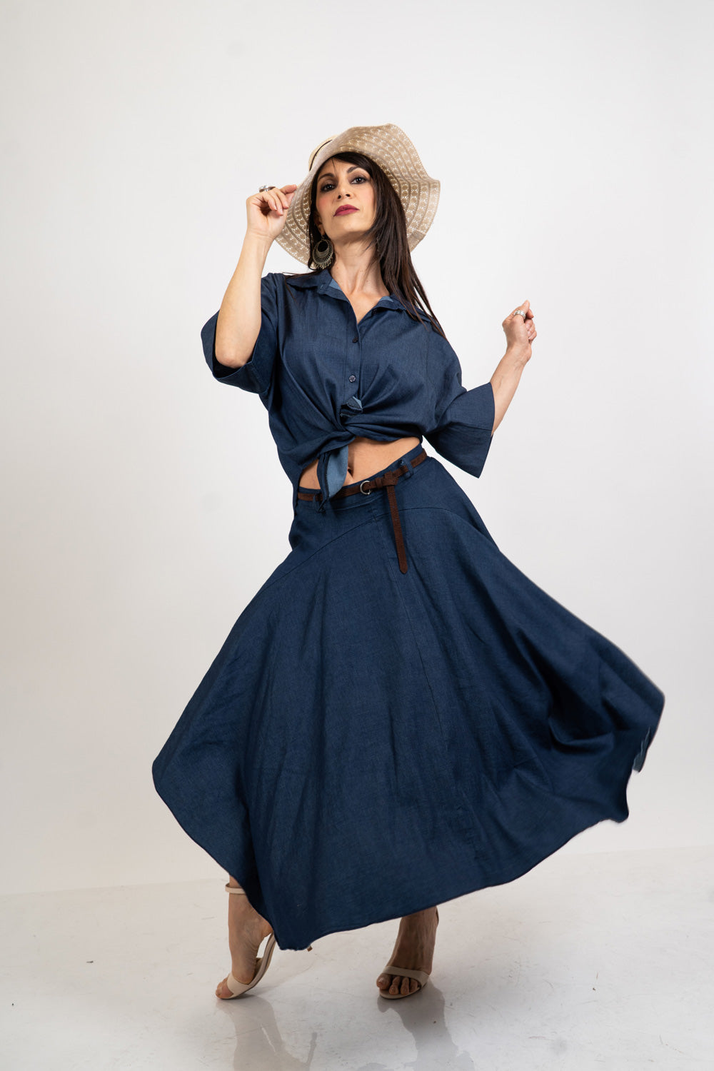 Camicia ampia effetto chambray con manica kimono.