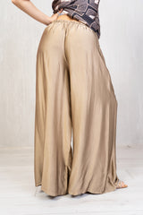 Pantalone ampio in viscosa e seta con coulisse