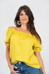 Blusa Bohème Breeze in viscosa con scollo ampio