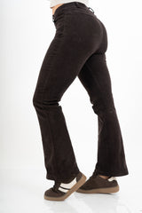 Pantalone a Coste a Zampa in Cotone – Marrone