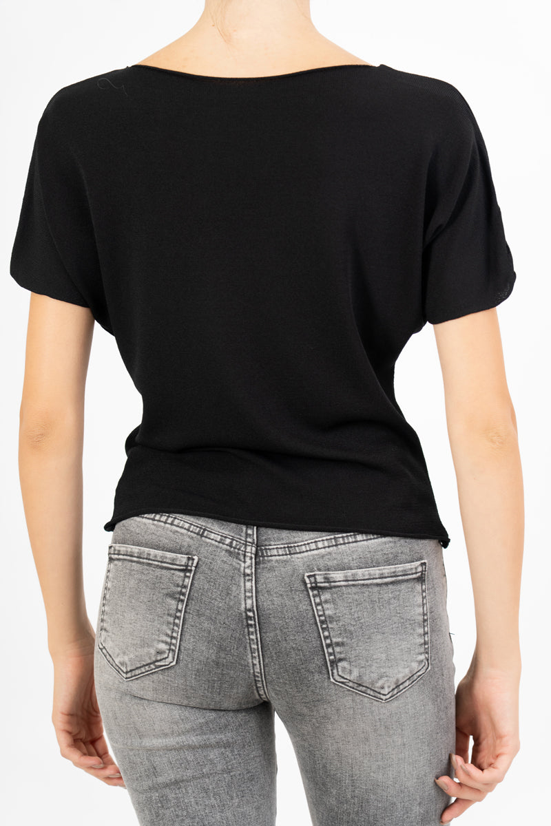 Maglia mezza manica in filato misto viscosa
