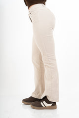 Pantalone a Coste a Zampa in Cotone – Beige