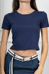 T-Shirt Crop Basic in Viscosa Elasticizzata