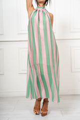 Abito Lungo Righe Sunset con Scollo Americano