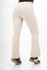 Pantalone a Coste a Zampa in Cotone – Beige