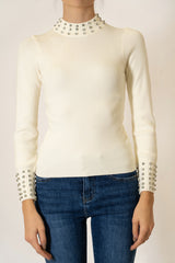 Maglia Shine con strass su collo e polsi