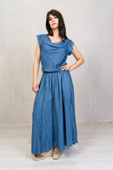 Top lyocell con collo sciallato