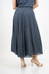Pantagonna ampia in viscosa a pois con vita alta e retro elasticizzato.